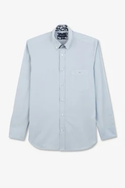 Chemise Bleu Clair A Coudieres Fleuries