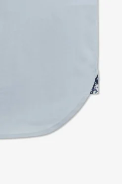 Chemise Bleu Clair A Coudieres Fleuries
