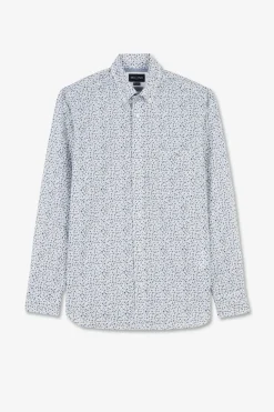 Chemise Bleu Clair A Micro Motif Fleuri