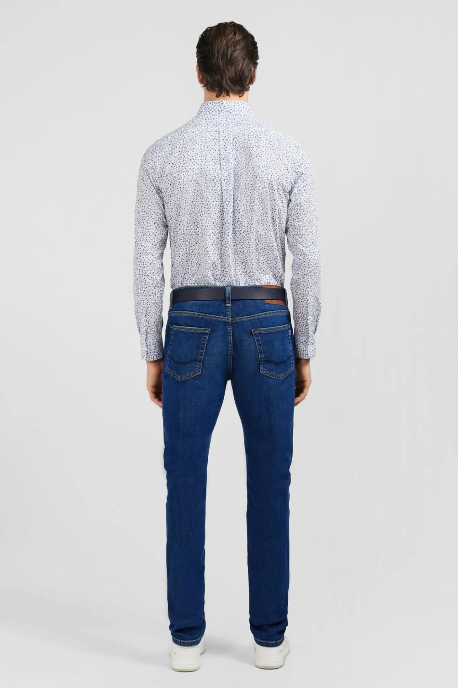 Chemise Bleu Clair A Micro Motif Fleuri