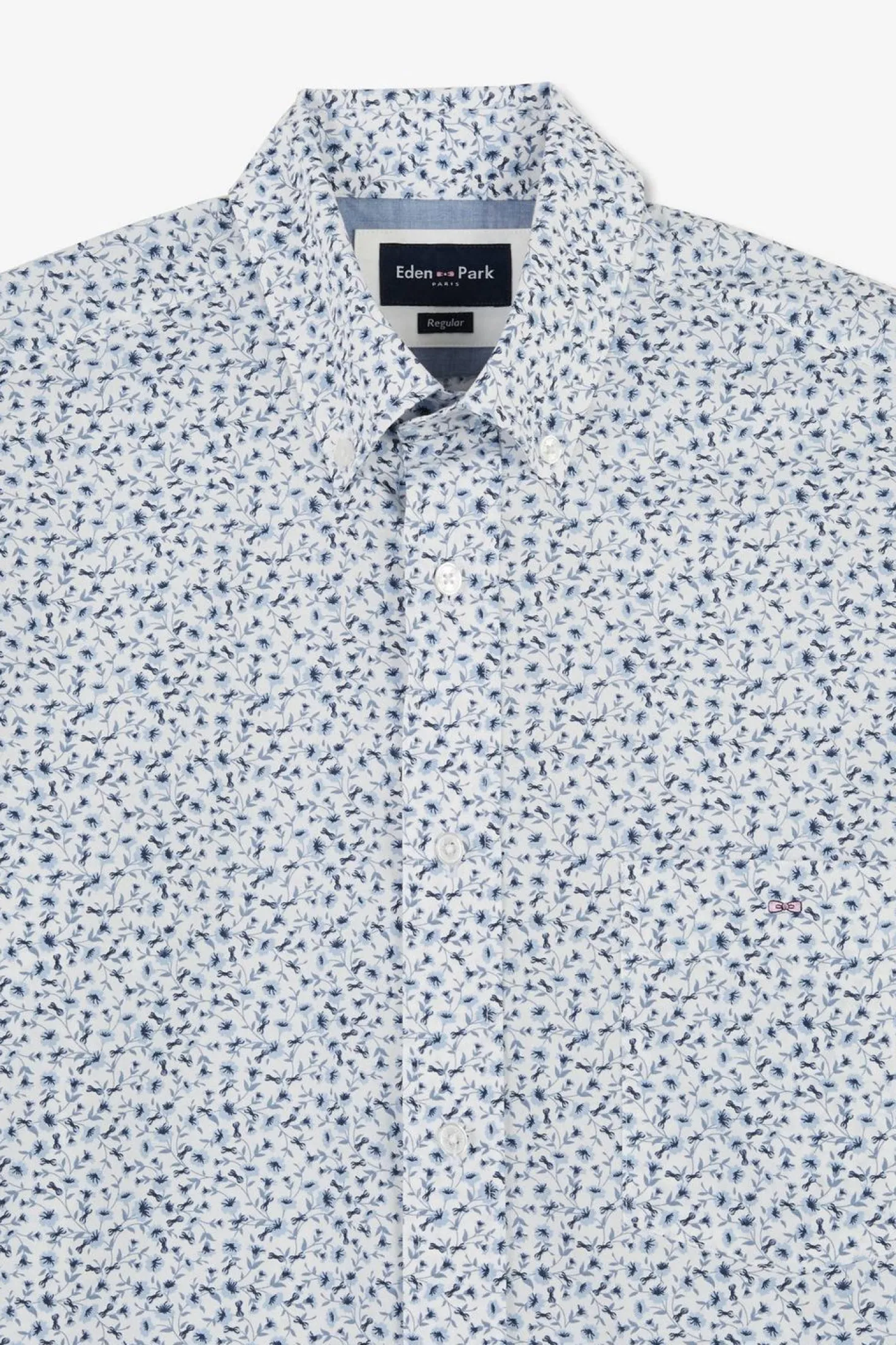 Chemise Bleu Clair A Micro Motif Fleuri