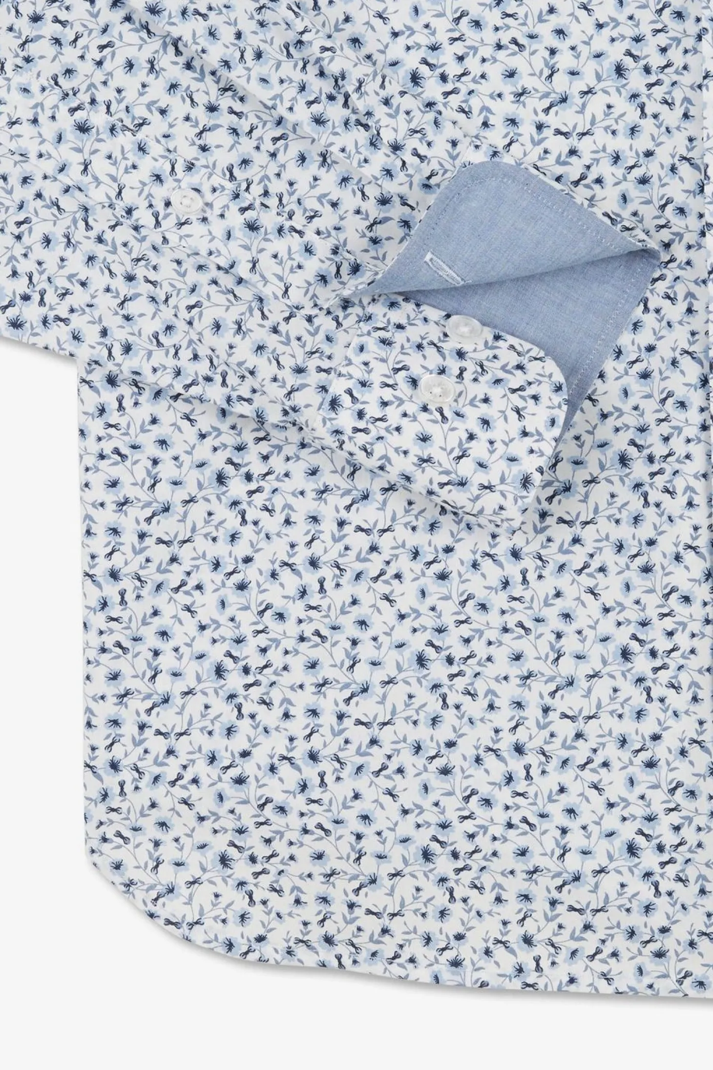 Chemise Bleu Clair A Micro Motif Fleuri
