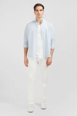 Chemise Bleu Clair En Coton Dobby