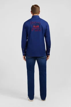 Chemise Bleue A Broderie Eden Park