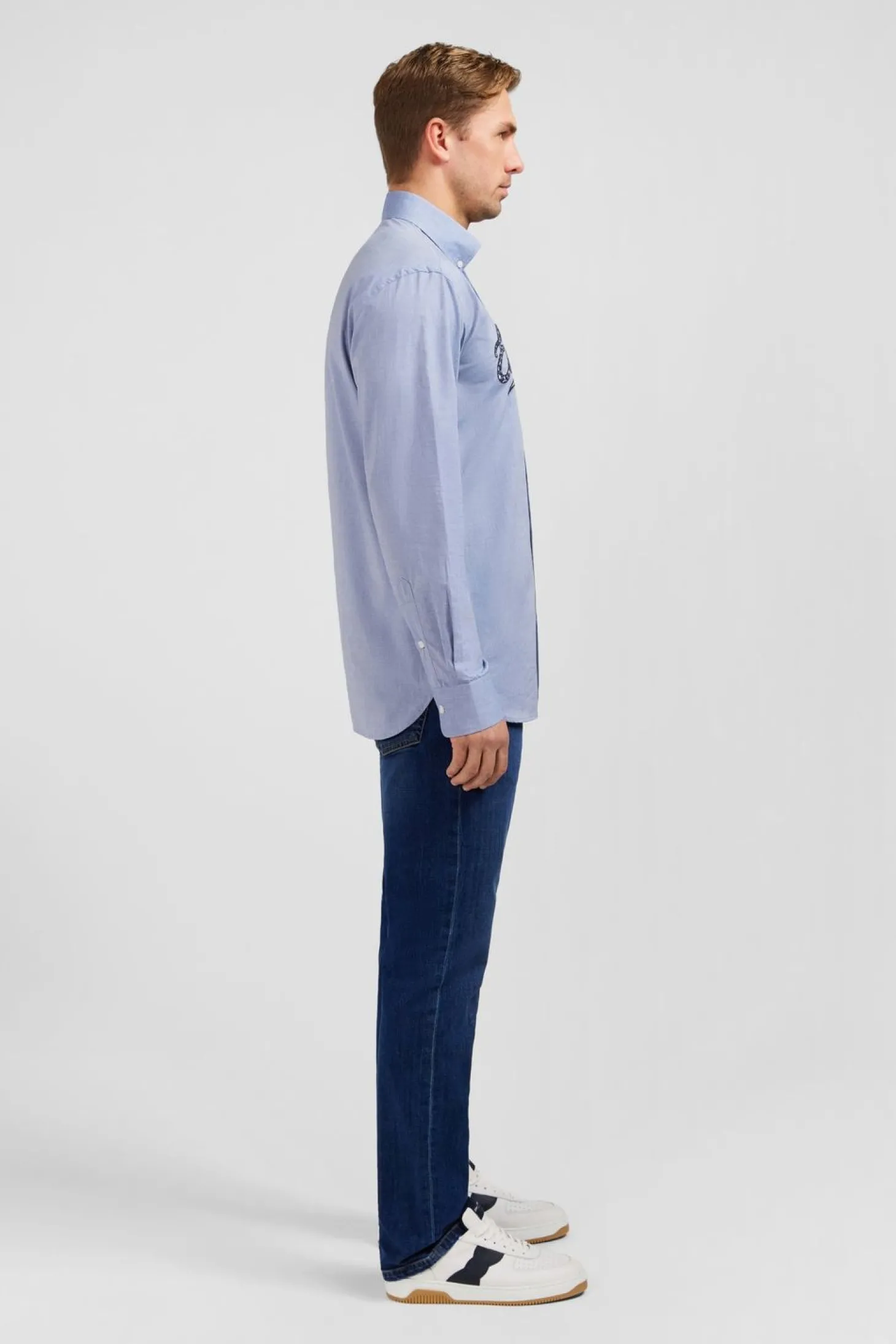 Chemise Bleue A Broderie Eden Park Fleurie