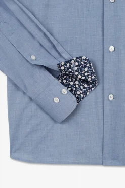 Chemise Bleue A Broderie Eden Park Fleurie