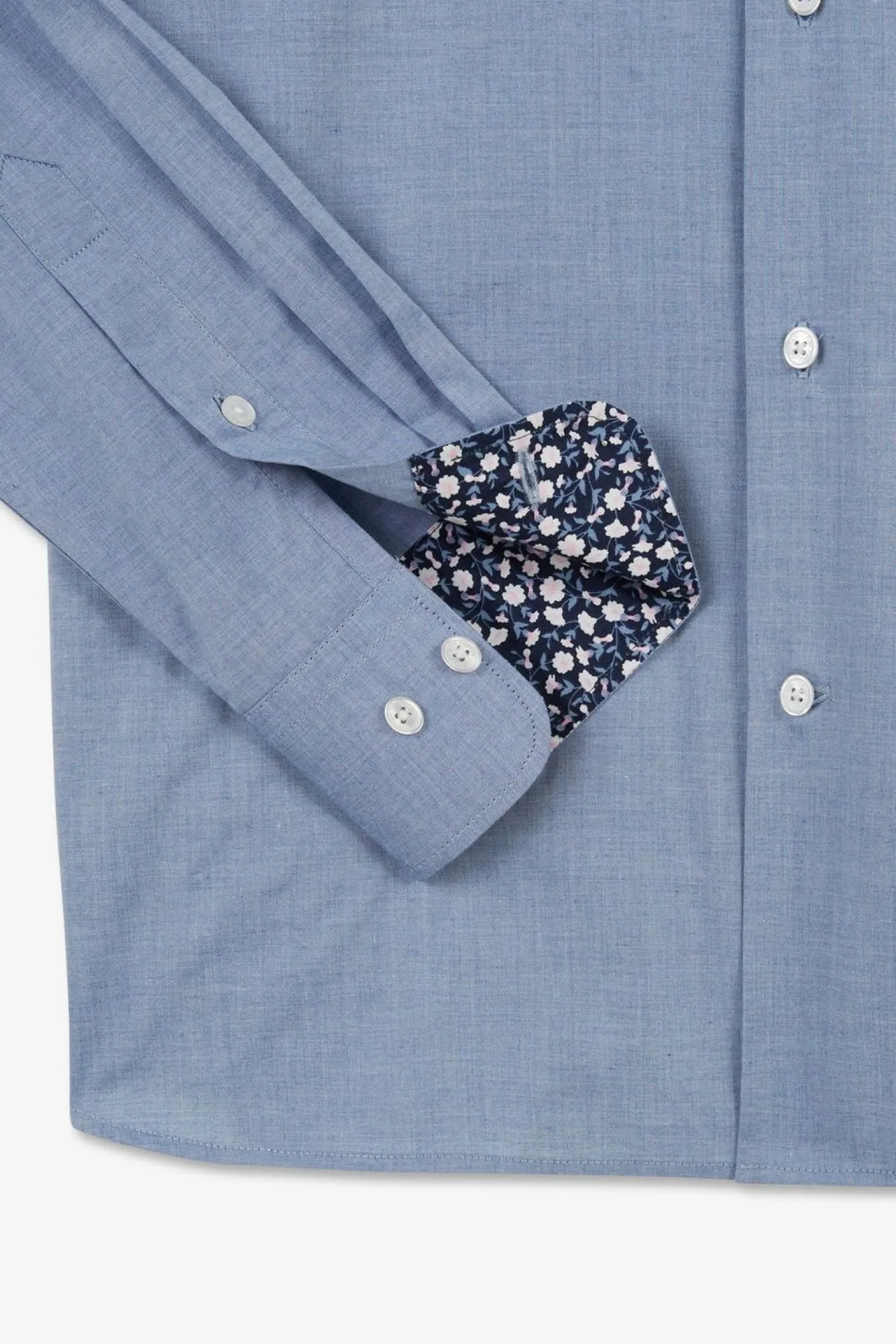Chemise Bleue A Broderie Eden Park Fleurie
