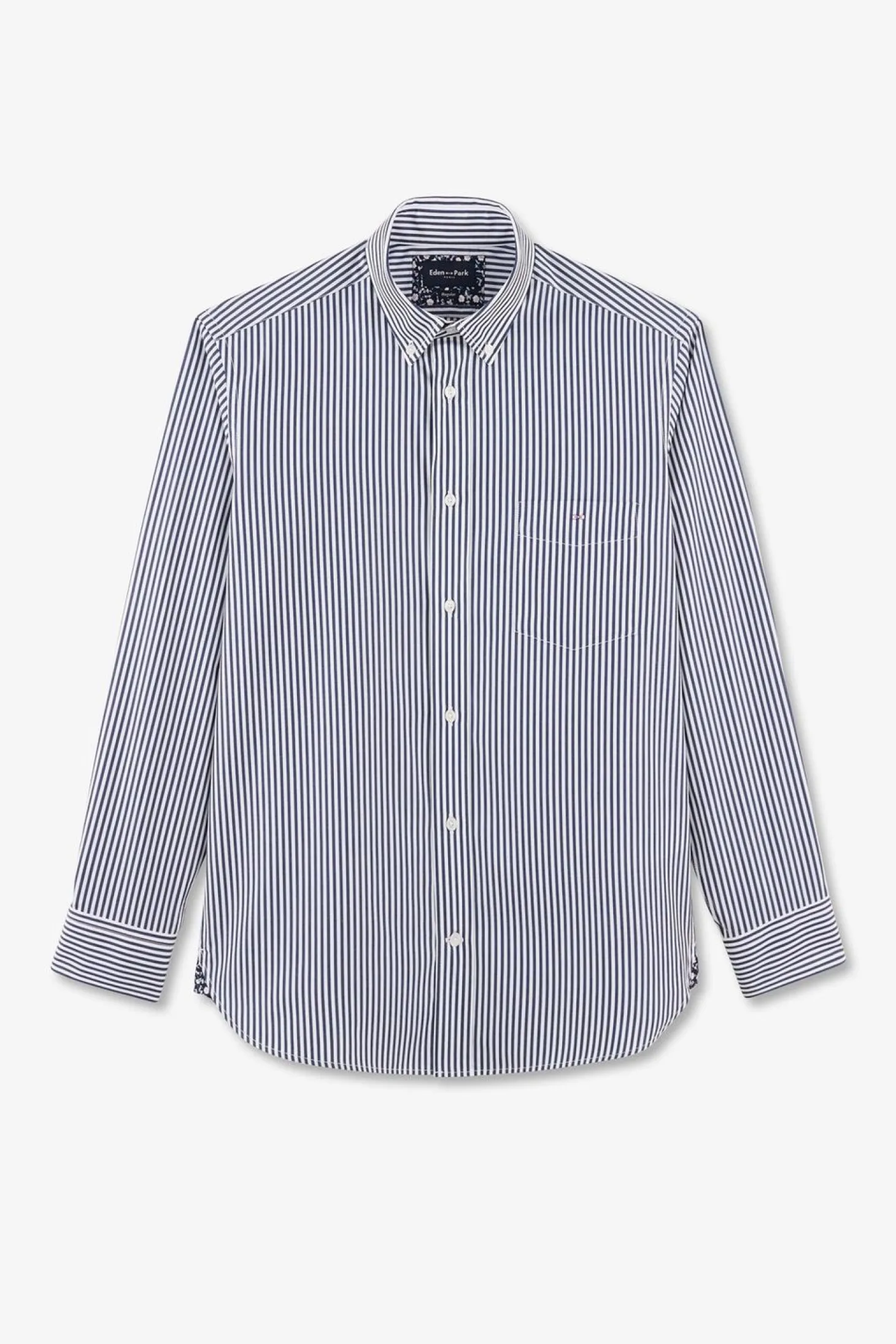 Chemise Bleue A Rayures Batons En Coton