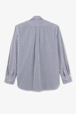 Chemise Bleue A Rayures Batons En Coton