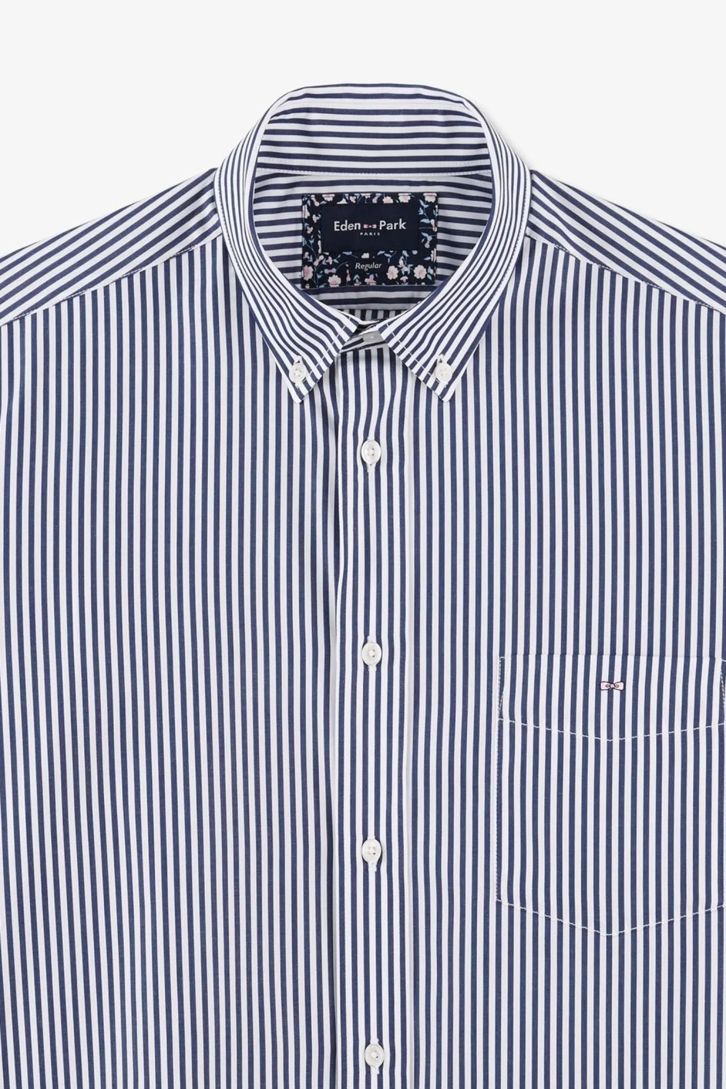 Chemise Bleue A Rayures Batons En Coton