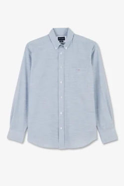 Chemise Bleue En Coton Dobby