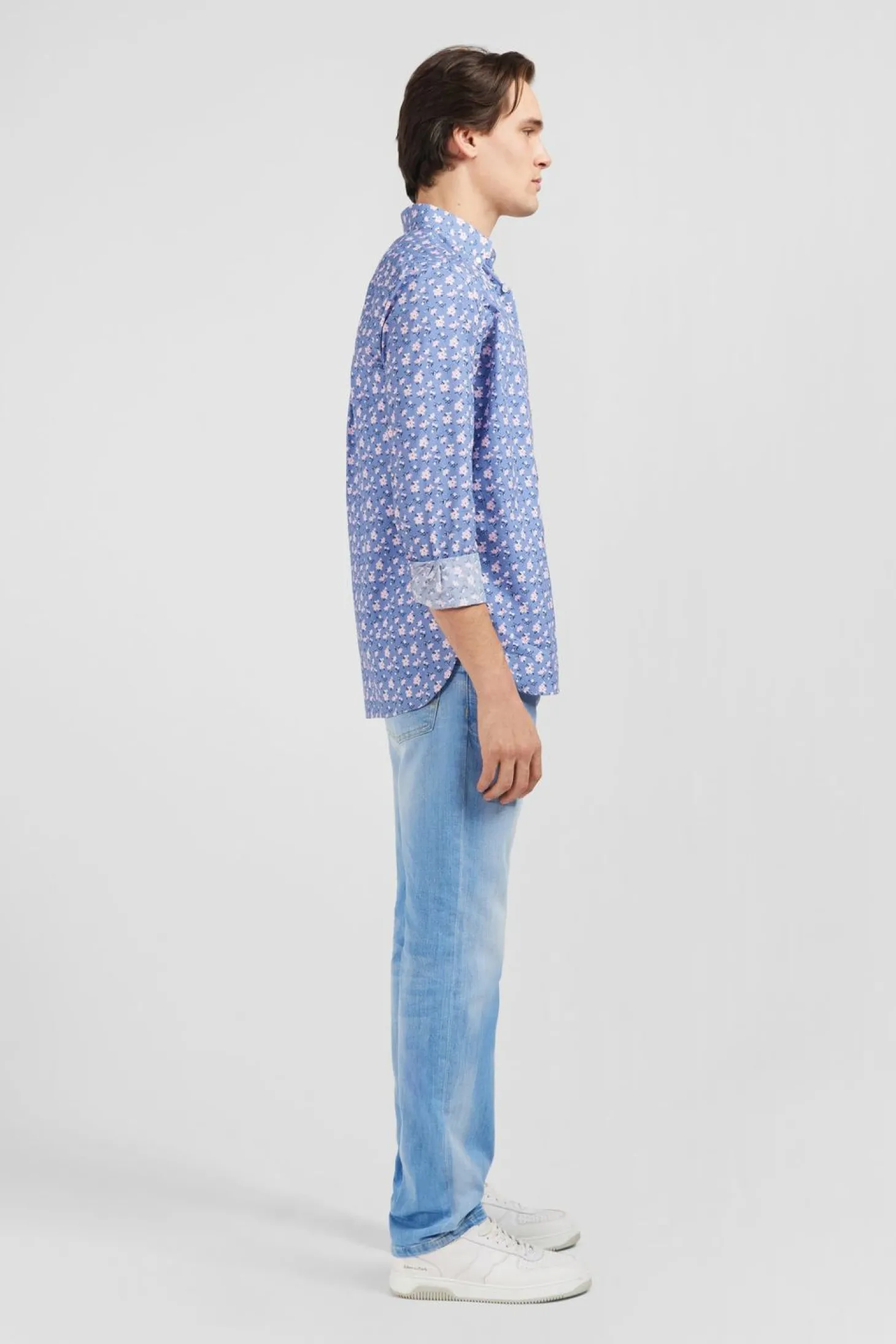 Chemise Bleue Imprimee Exclusif Fleurs