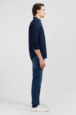 Chemise Bleu Fonce A Broderie Eden Park