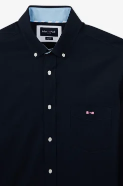 Chemise Bleu Fonce A Broderie Eden Park