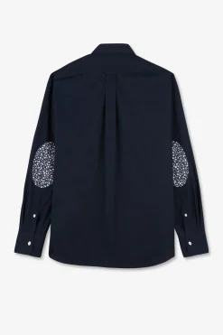 Chemise Bleu Marine A Details Fleuris