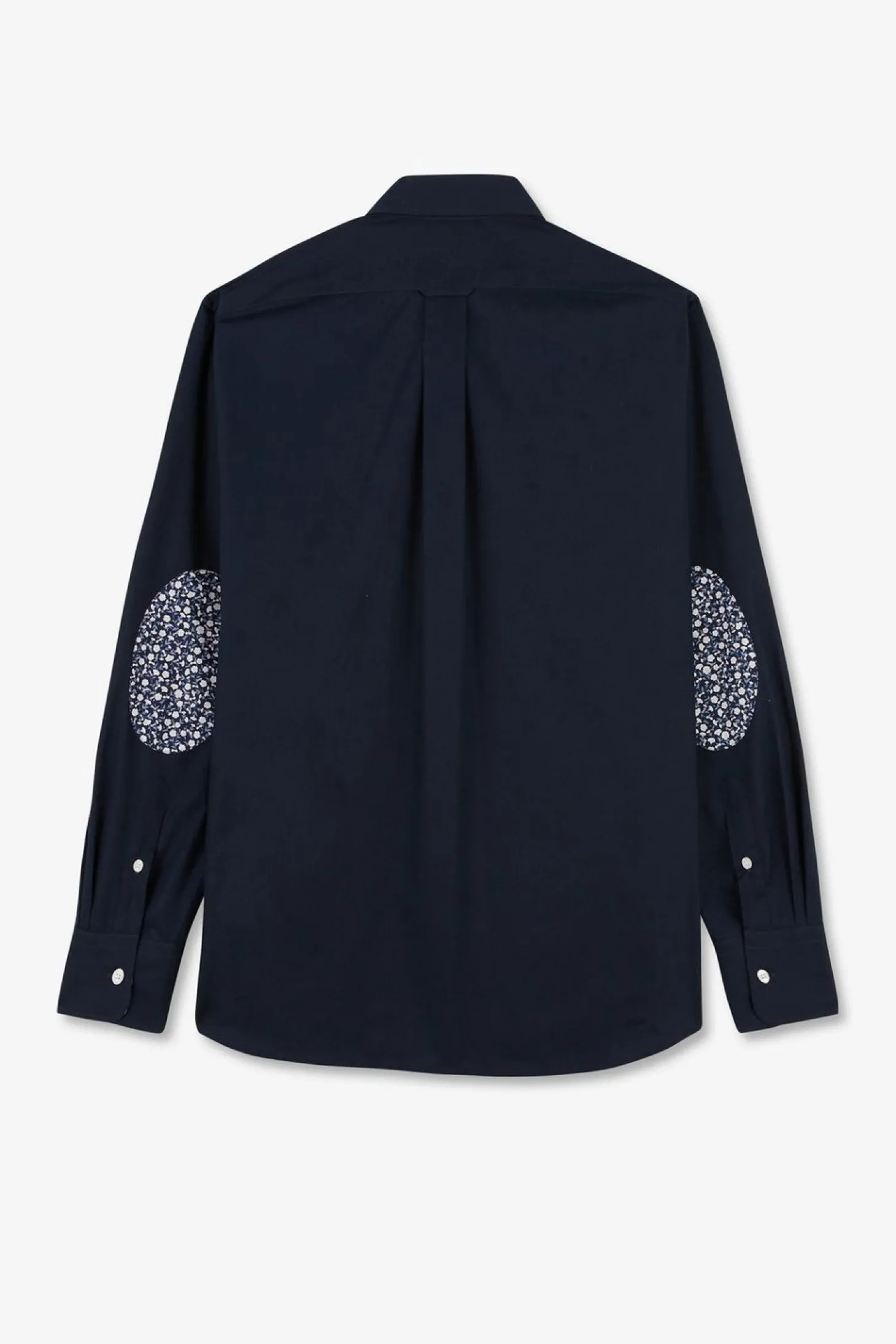 Chemise Bleu Marine A Details Fleuris