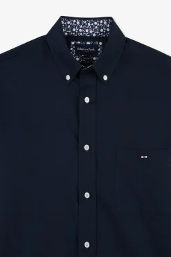 Chemise Bleu Marine A Details Fleuris