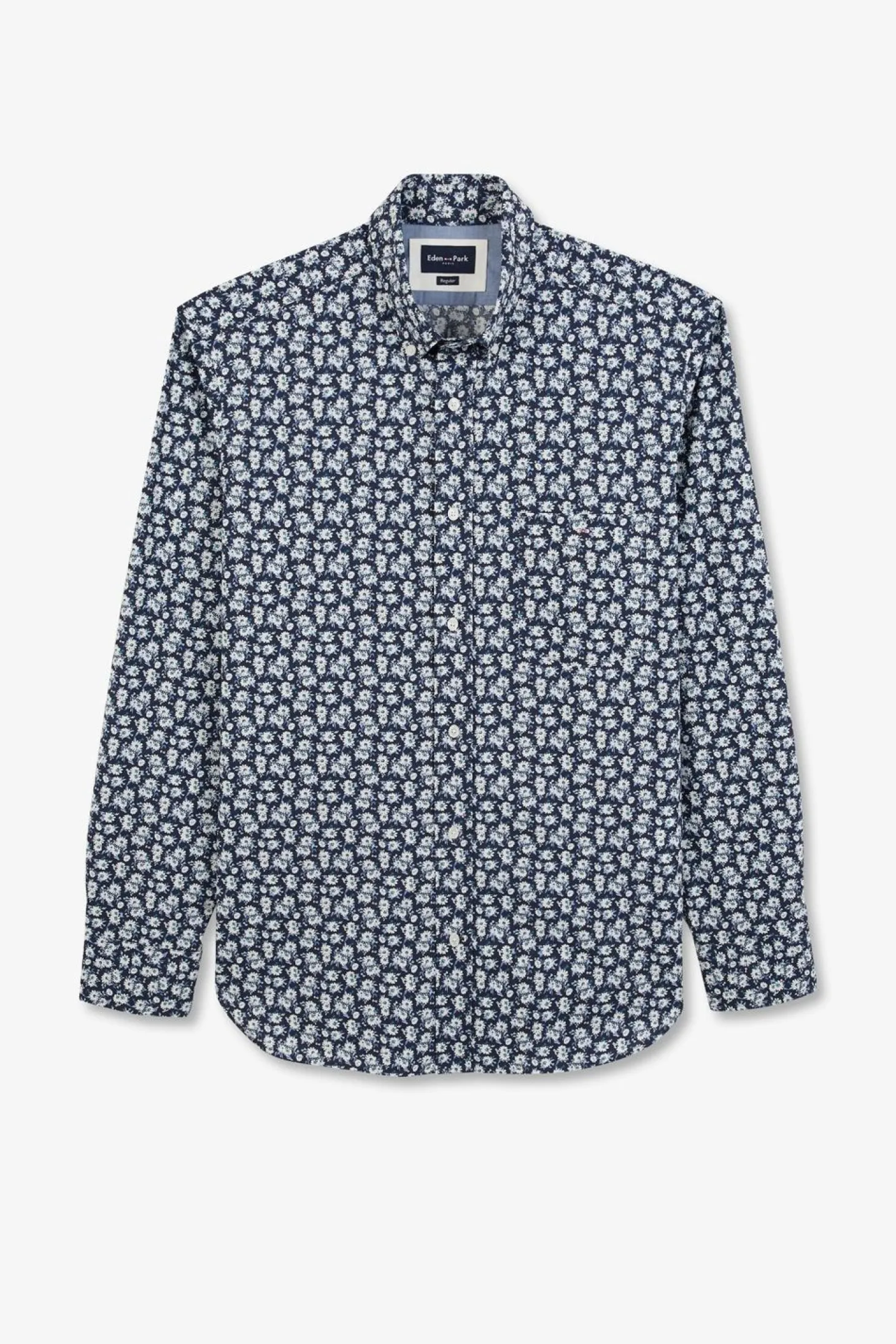 Chemise Bleu Marine Imprimee Exclusif Fleurs