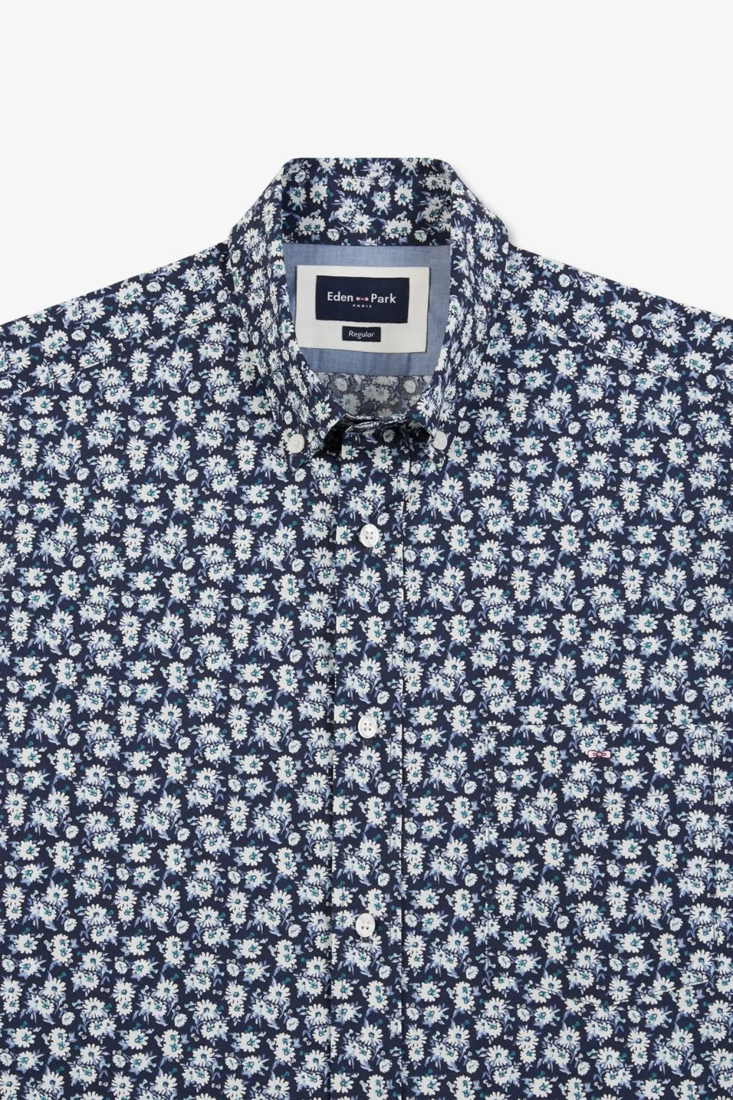 Chemise Bleu Marine Imprimee Exclusif Fleurs
