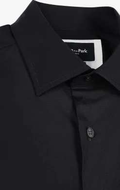 Chemise Bleu Marine Regular En Popeline Stretch