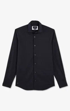 Chemise Bleu Marine Slim En Popeline Stretch
