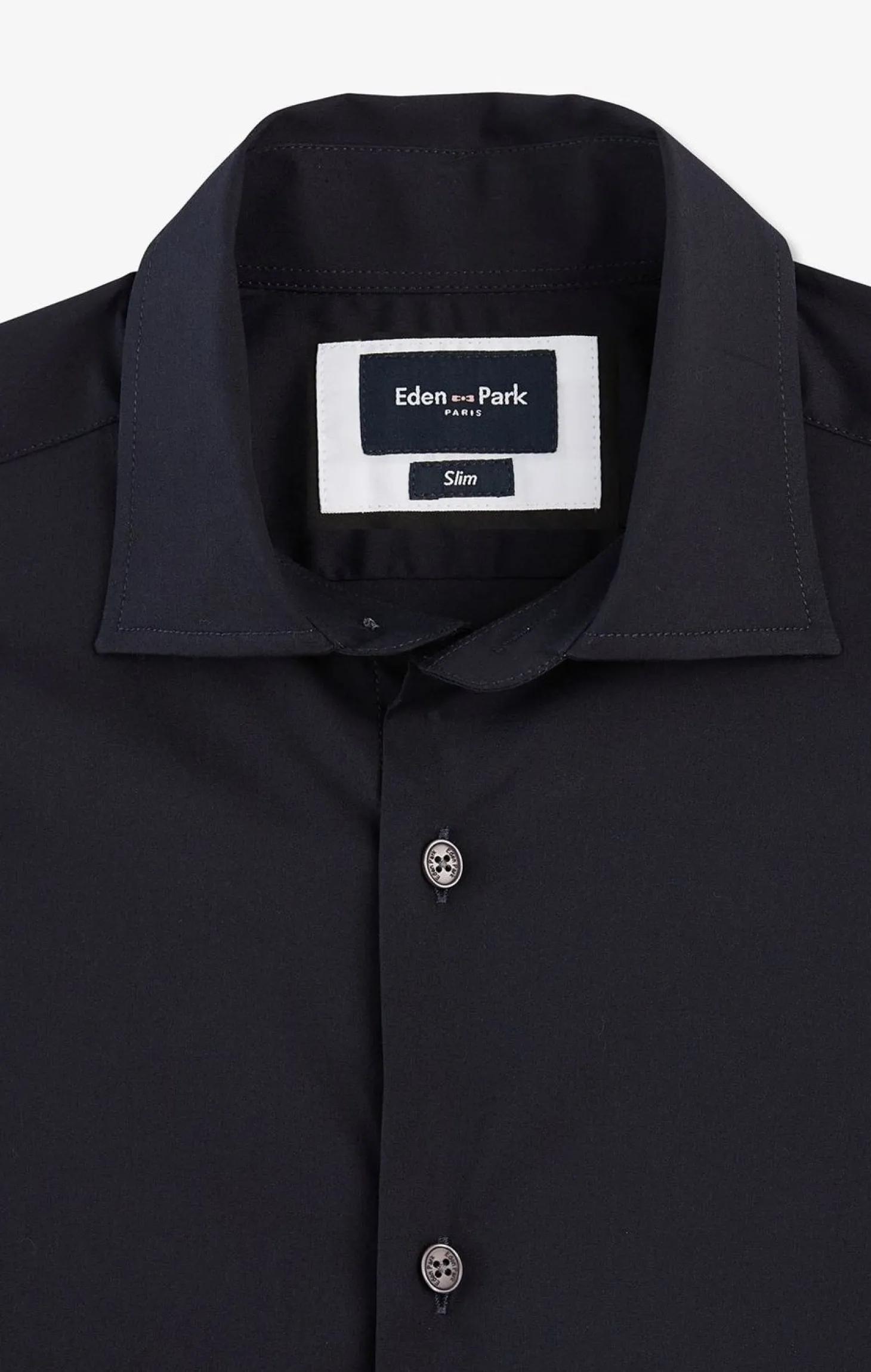 Chemise Bleu Marine Slim En Popeline Stretch