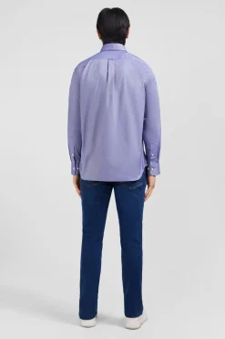 Chemise Bleu Marine Unie En Coton