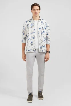 Chemise En Coton Blanc Imprimee Fleurs