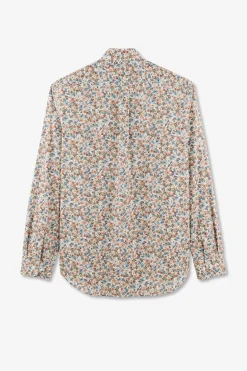 Chemise En Coton Imprime Ecru Coupe Regular