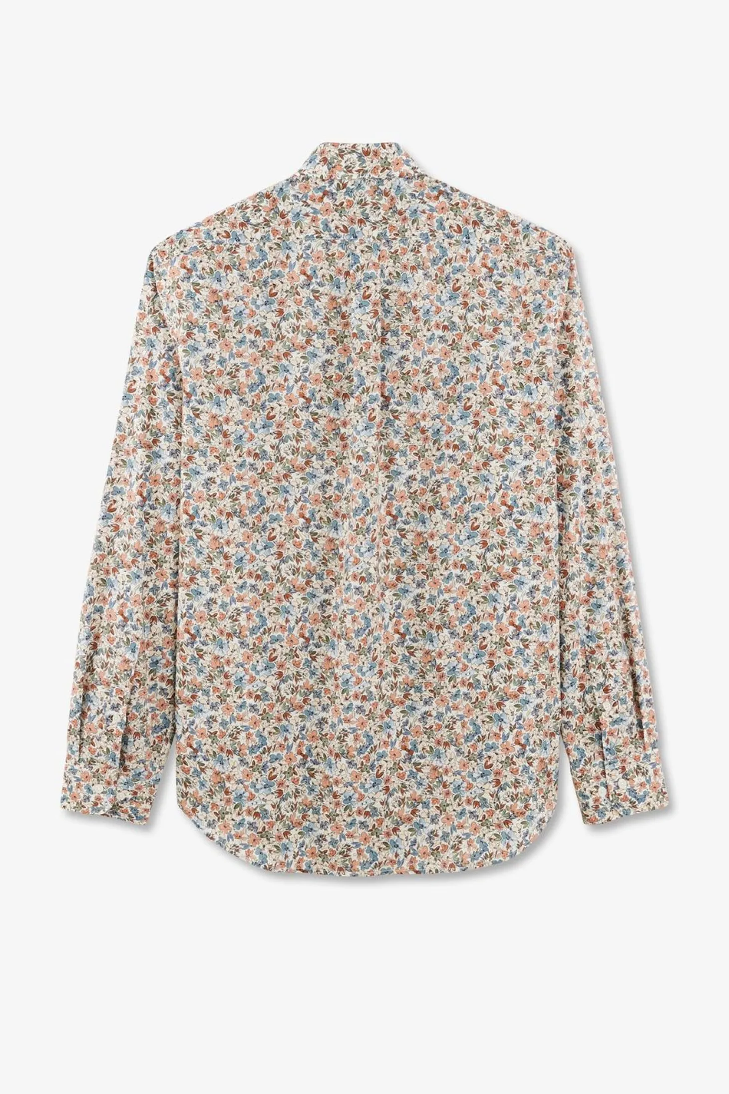 Chemise En Coton Imprime Ecru Coupe Regular