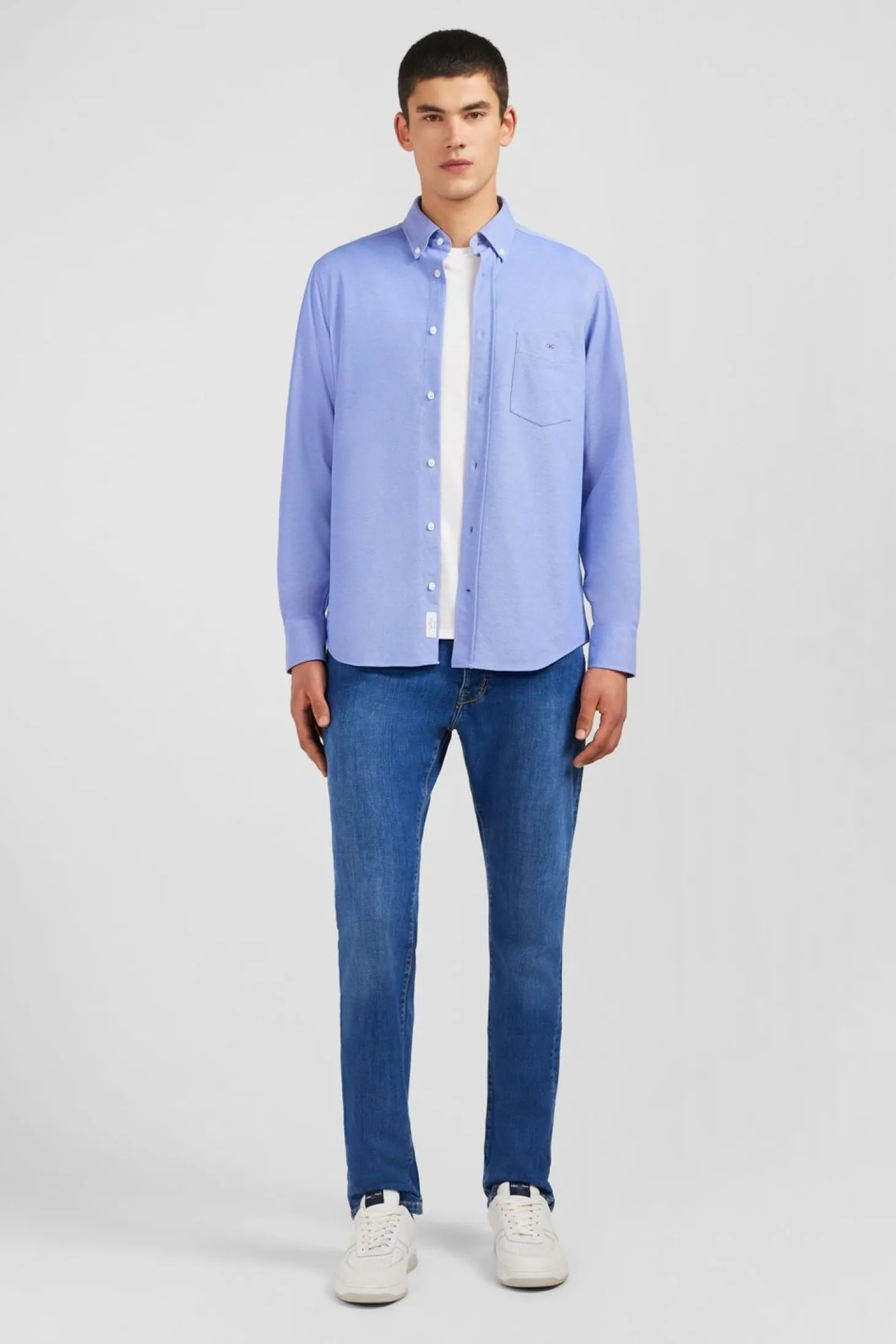 Chemise En Coton Pinpoint Bleu