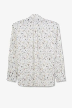 Chemise En Popeline Ecru Imprimee Feuillage