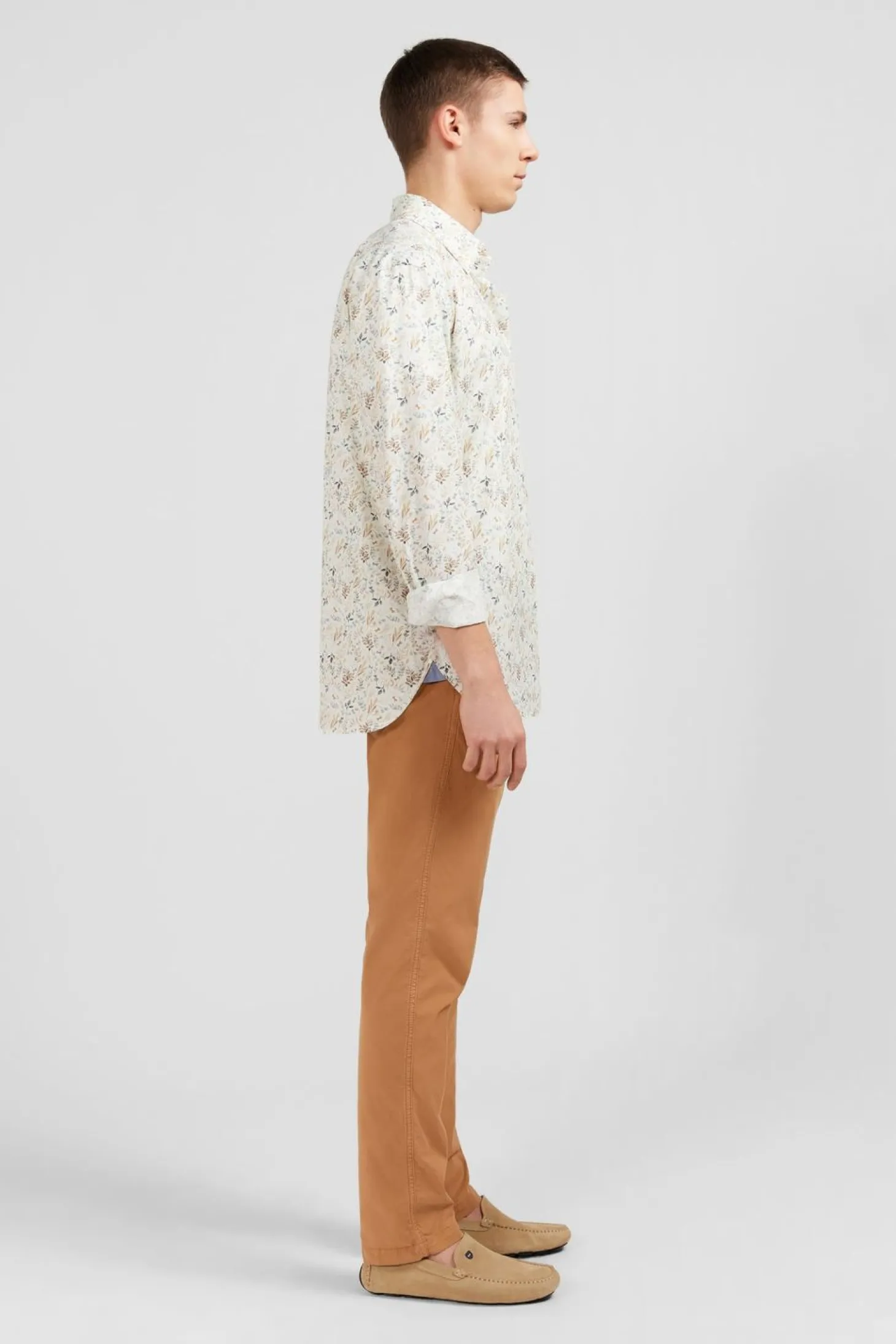 Chemise En Popeline Ecru Imprimee Feuillage