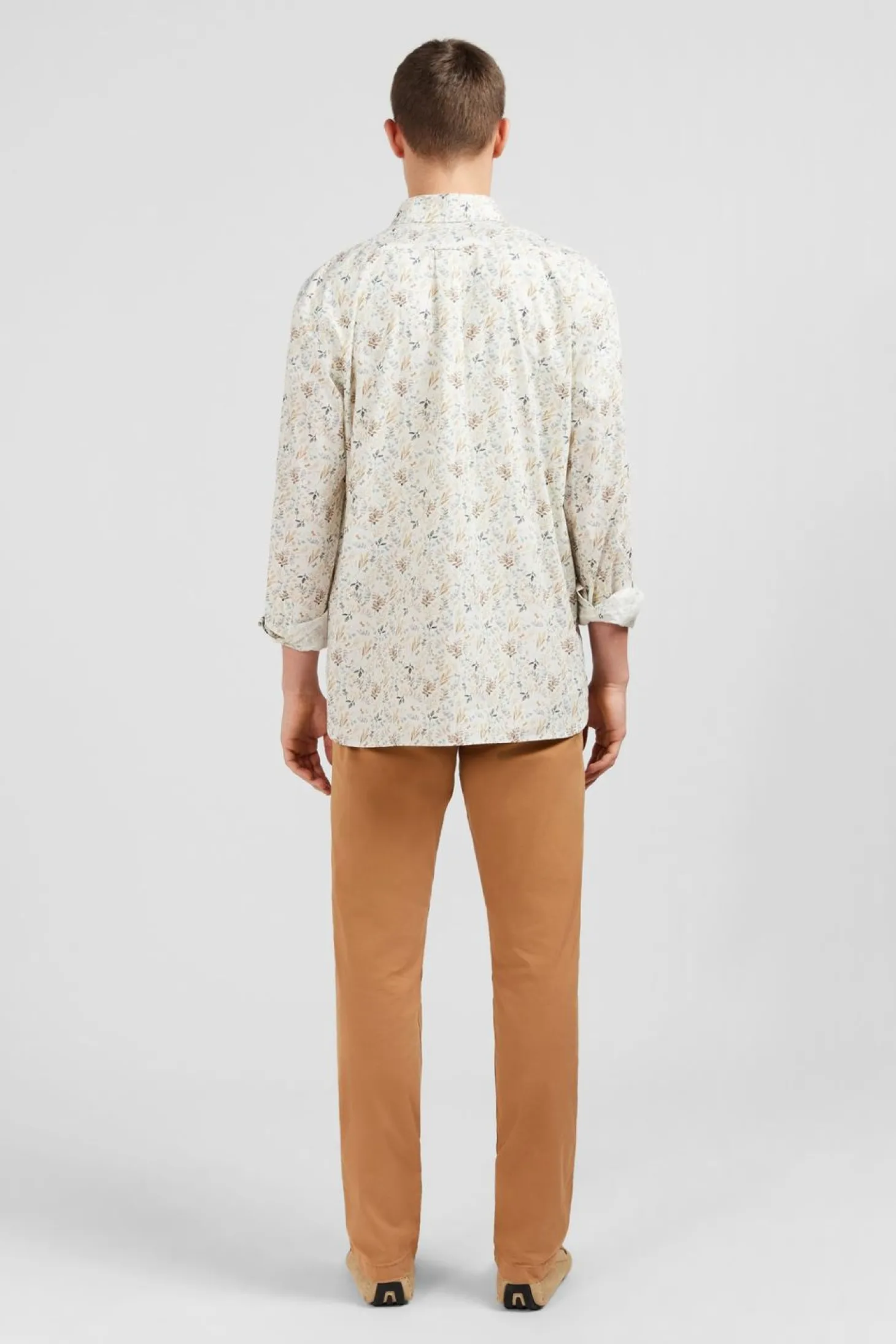 Chemise En Popeline Ecru Imprimee Feuillage