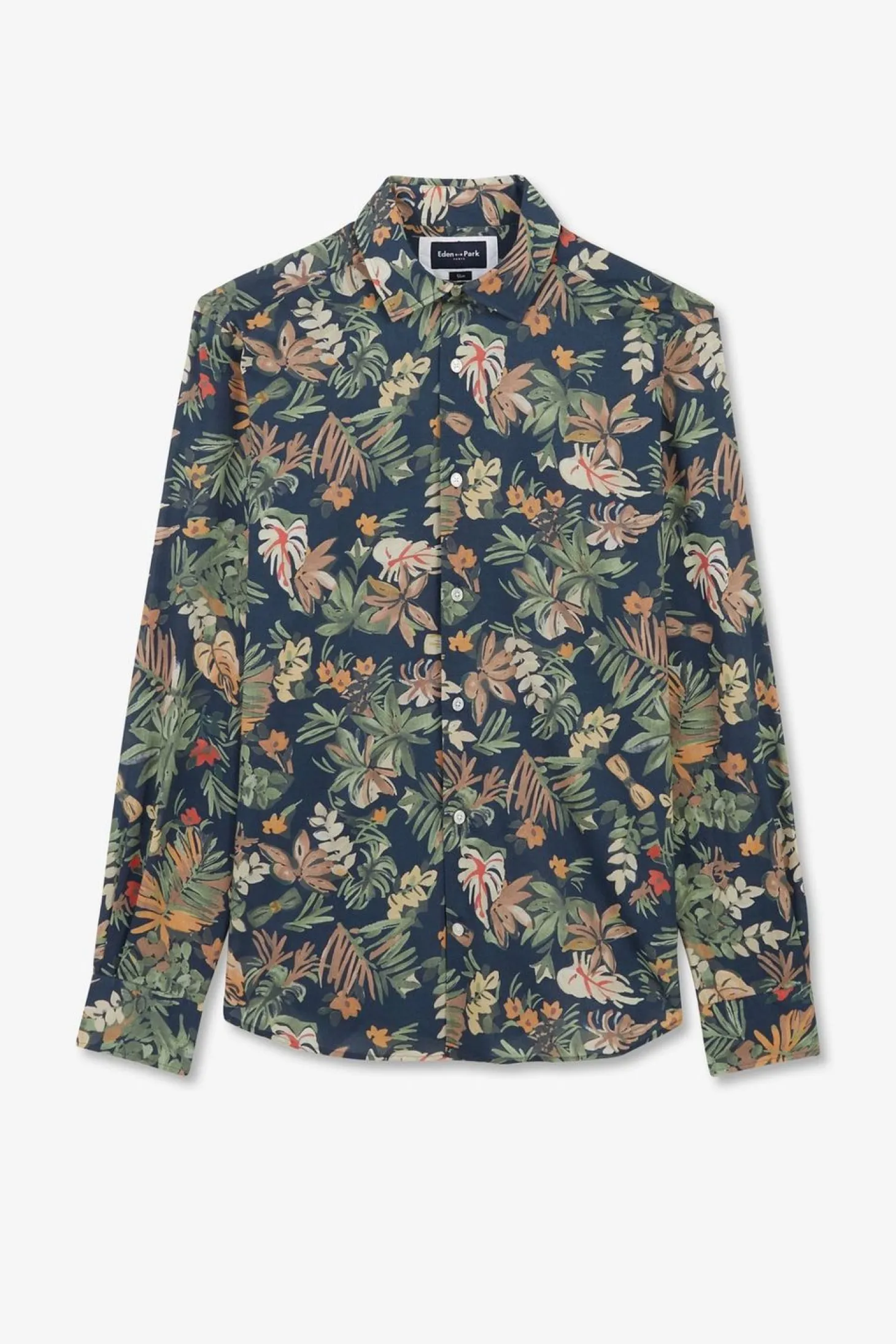 Chemise En Voile De Coton Imprime Feuilles