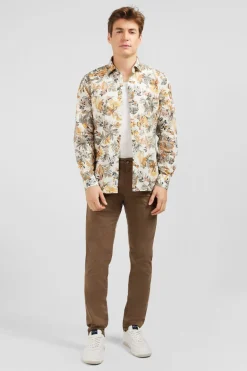 Chemise En Voile De Coton Imprime Feuilles