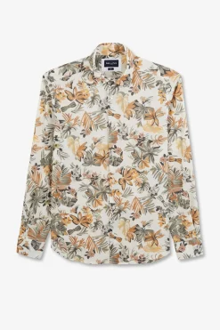 Chemise En Voile De Coton Imprime Feuilles