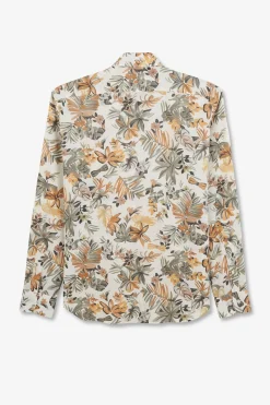 Chemise En Voile De Coton Imprime Feuilles