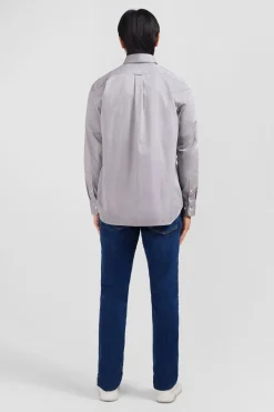 Chemise Gris Clair Unie En Coton