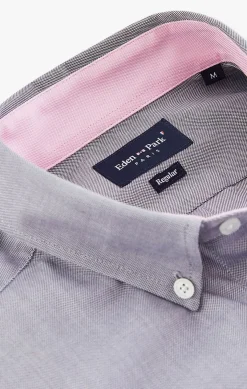 Chemise Gris Clair Unie En Coton