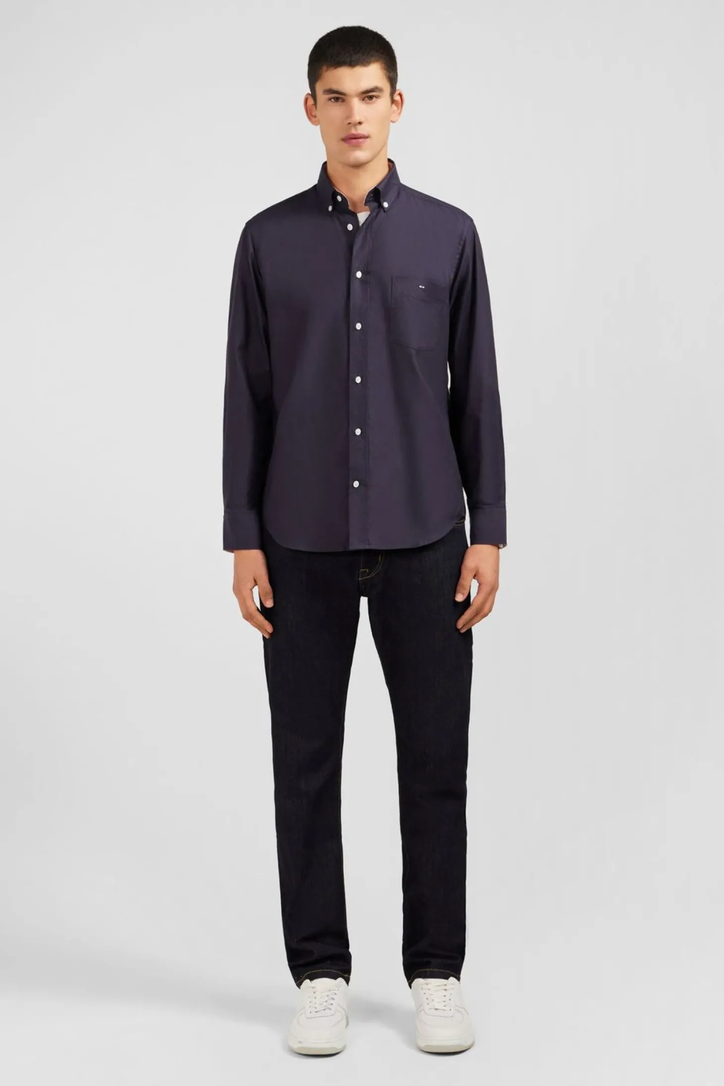 Chemise Gris Fonce Unie En Coton