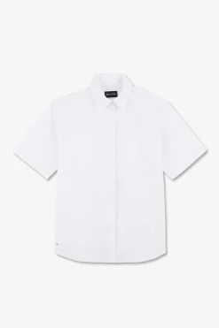 Chemise Manches Courtes Blanche Coupe Oversized