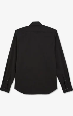 Chemise Noir Slim En Popeline Stretch