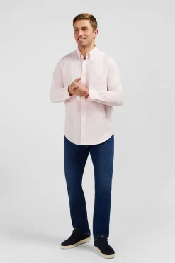 Chemise Rose En Coton Dobby