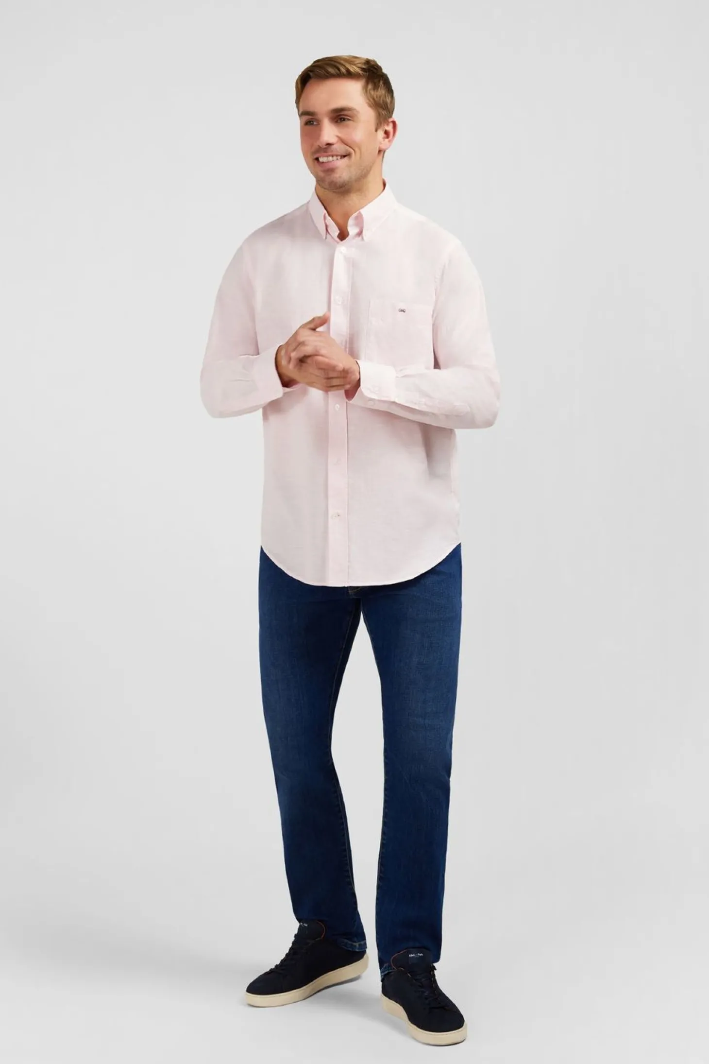 Chemise Rose En Coton Dobby