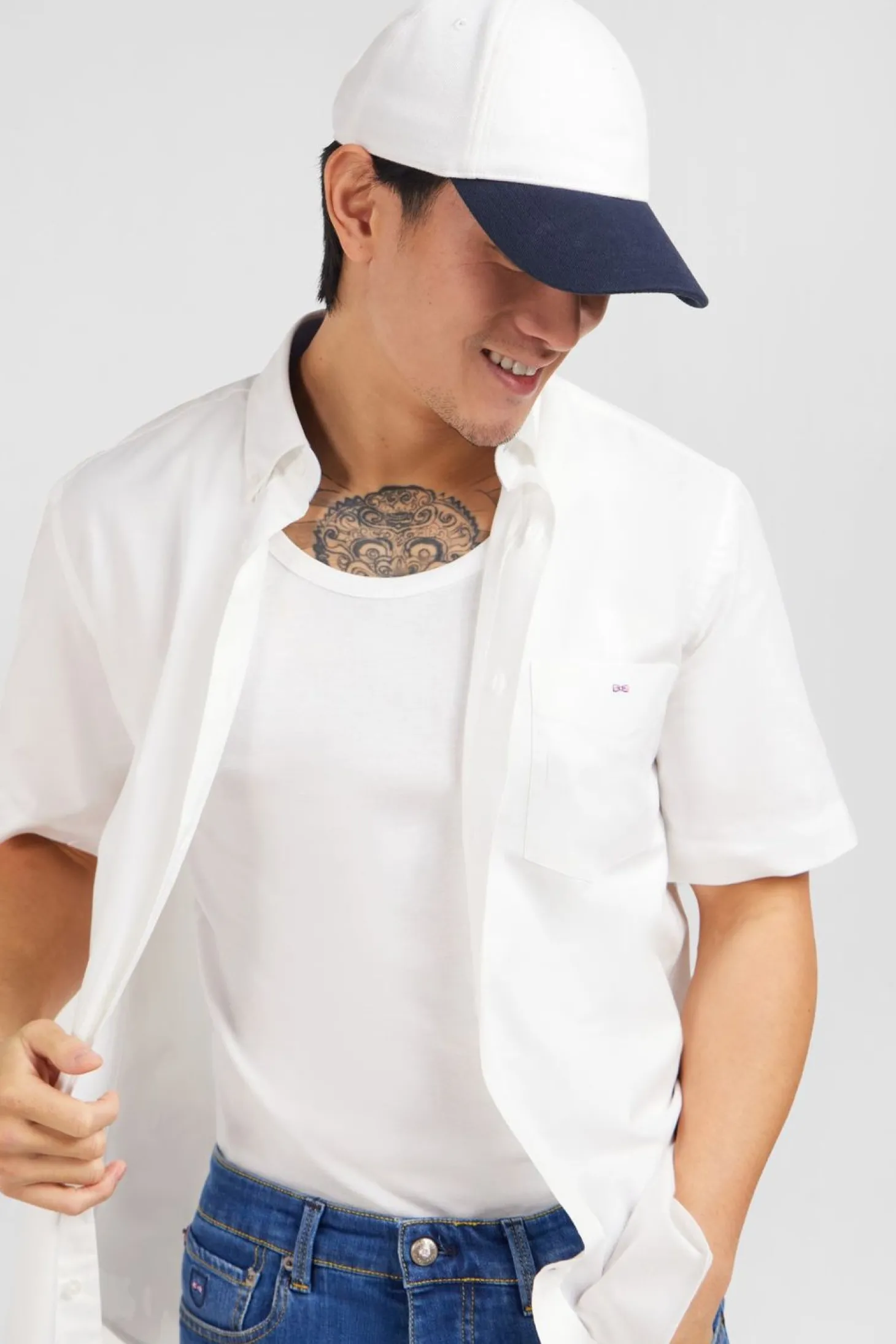 Chemisette Blanche Unie En Coton