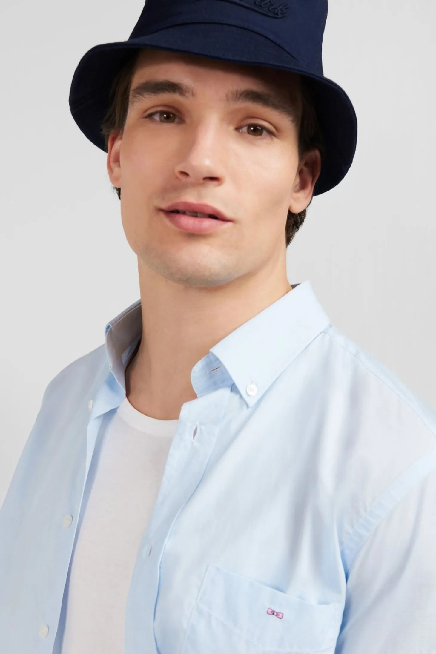 Chemisette Bleu Clair En Coton Dobby