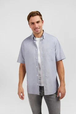 Chemisette Bleue En Coton Dobby