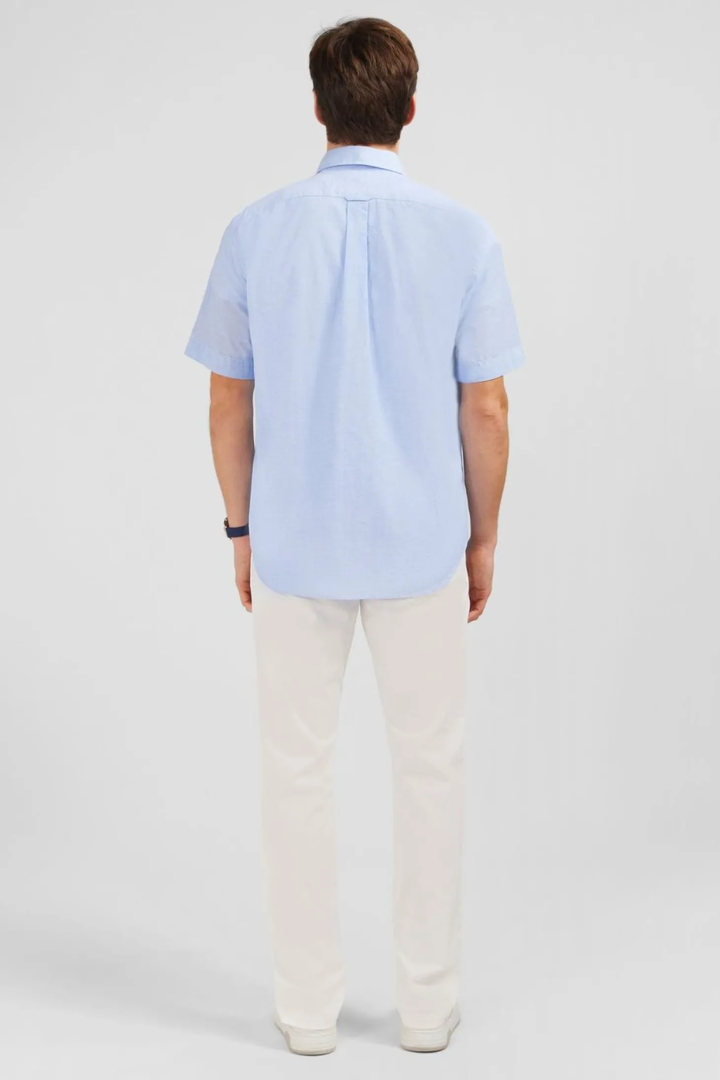 Chemisette Bleue En Coton Dobby
