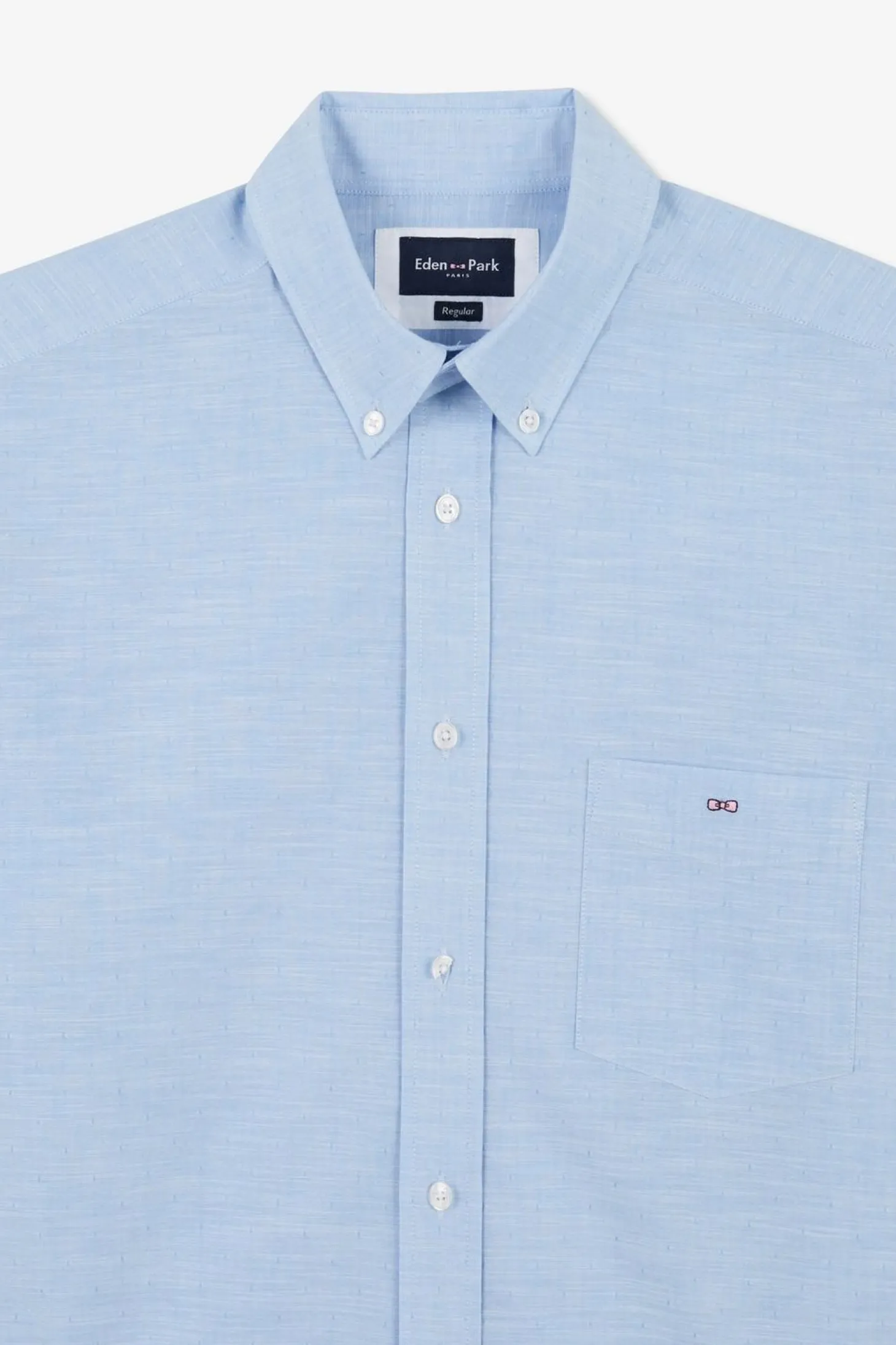 Chemisette Bleue En Coton Dobby